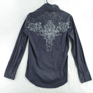 7 Diamonds Mens Long Sleeve Button-Up Shirt Sz Small Graphic Print / Embroidery